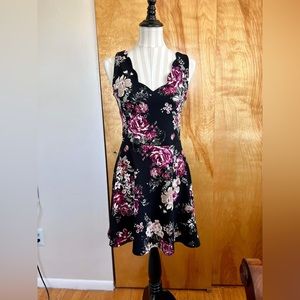 Black floral dress with lace back